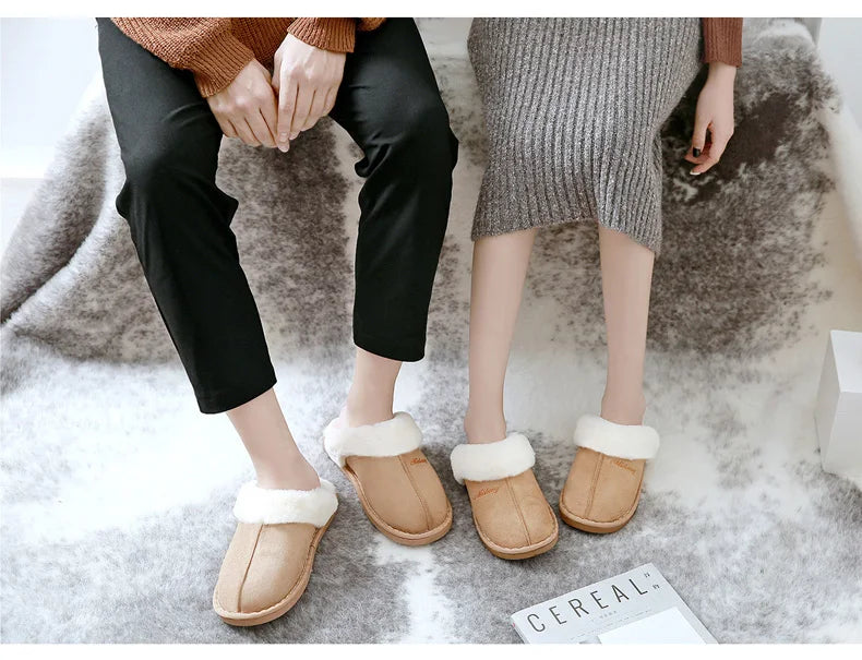 Big Size 47 Men Winter Slippers Furry Warm Home Shoes Men Couples House Floor Slides Slip On Footwear Comfortable Soft Bedroom S
