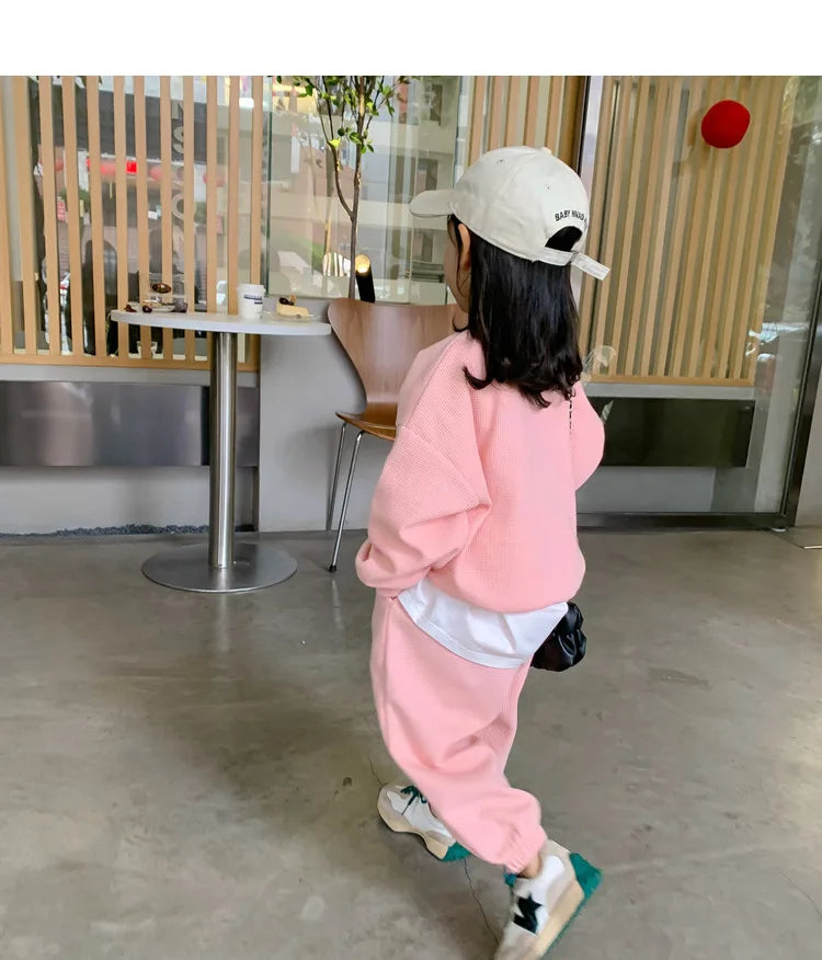 2026 Spring Children's Spring Clothes Round Neck Long Sleeve Sweater Boys and Girls Trendy Baby Stylish Children's Clothing 2PCS