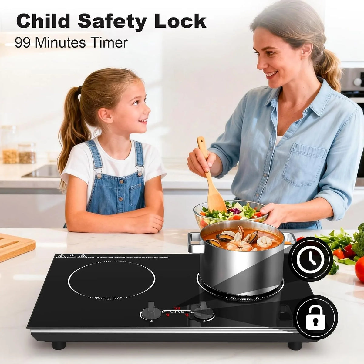 Induction Cooktop 4000W Countertop burners with Knob Control