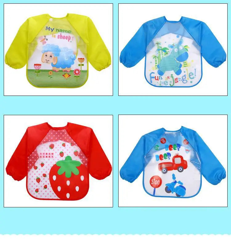 0-4 Years Baby Bibs Waterproof Kid Eating Clothing Children's Long Sleeves Feeding Smock Bib Baby Apron Bandana Bibs Clothes