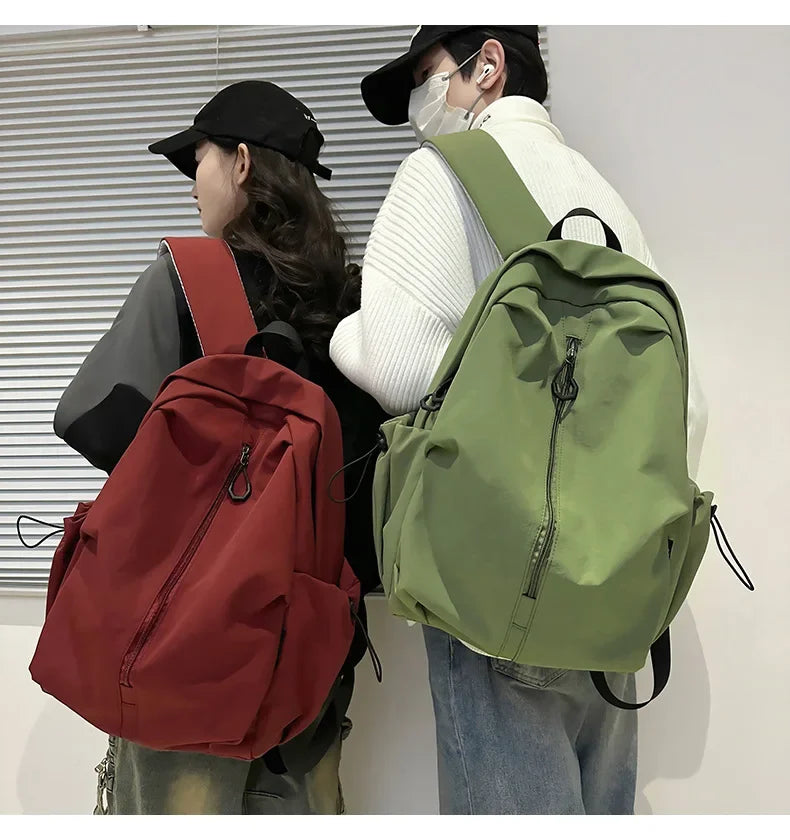 15.6 Inch Nylon Waterproof College Backpack Large Capacity Travel Unisex Laptop Backpacks Simple Design School Bag for Teenagers