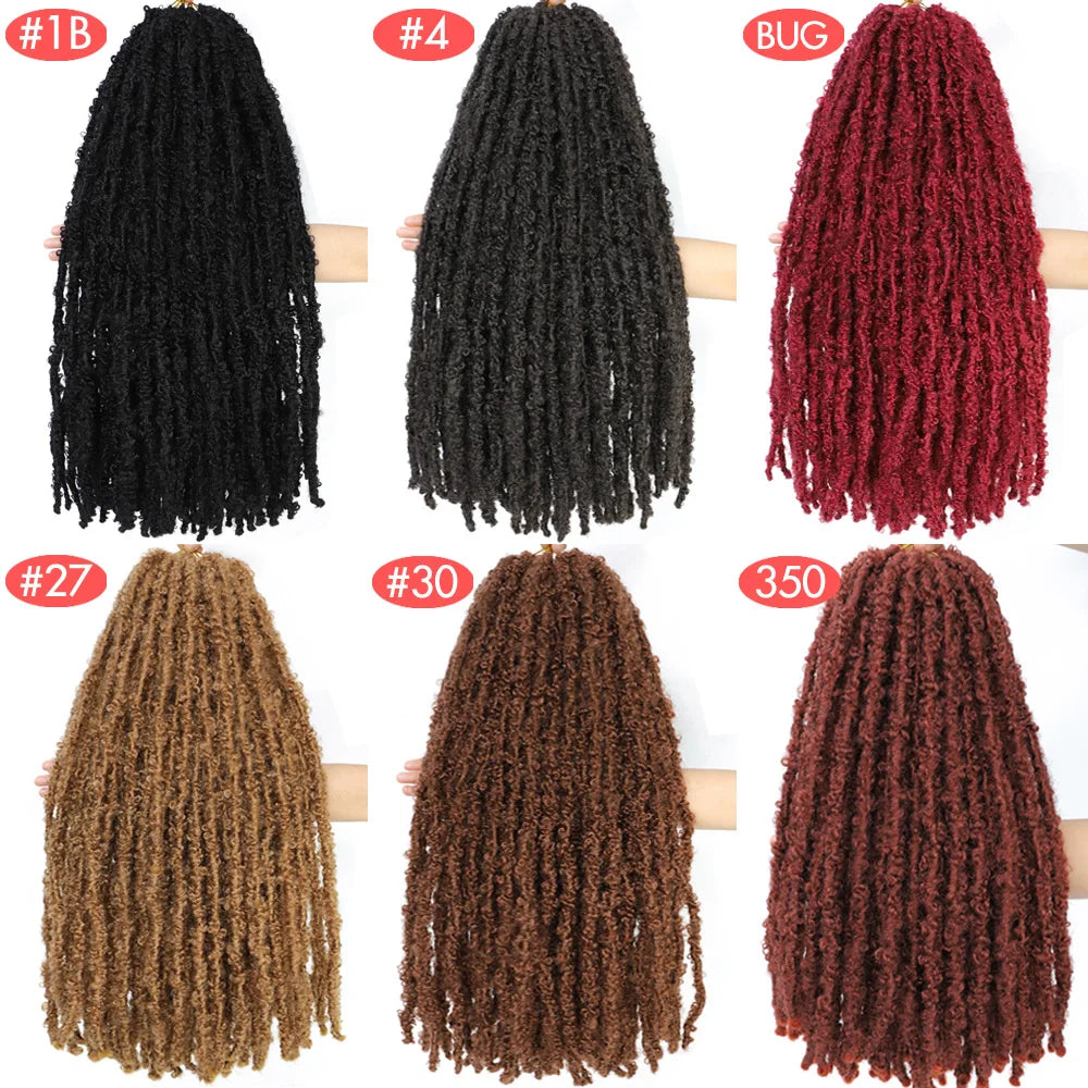 1- 6Packs Butterfly Locs Crochet Hair 36 24 18 14 12inch Pre Twisted Natural Black Distressed Faux Locs Crochet Braids for Women