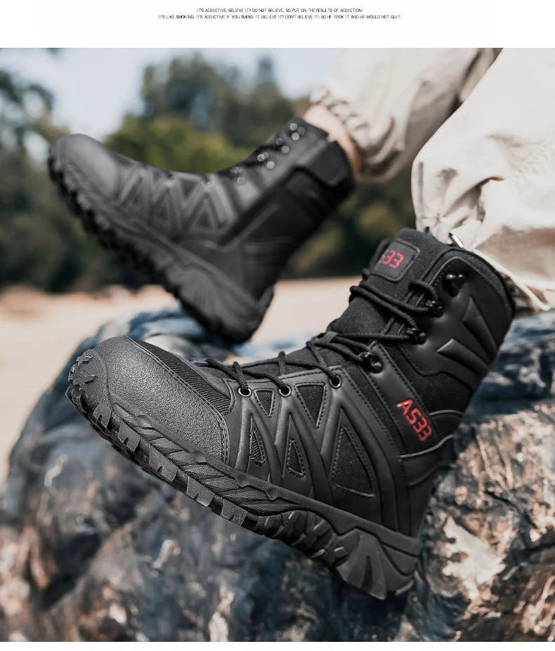 Men's High-Top Outdoor Boots Autumn Winter New Style Climbing Mountain Off-Road Tactical Boots Large Size Comfortable Shoes
