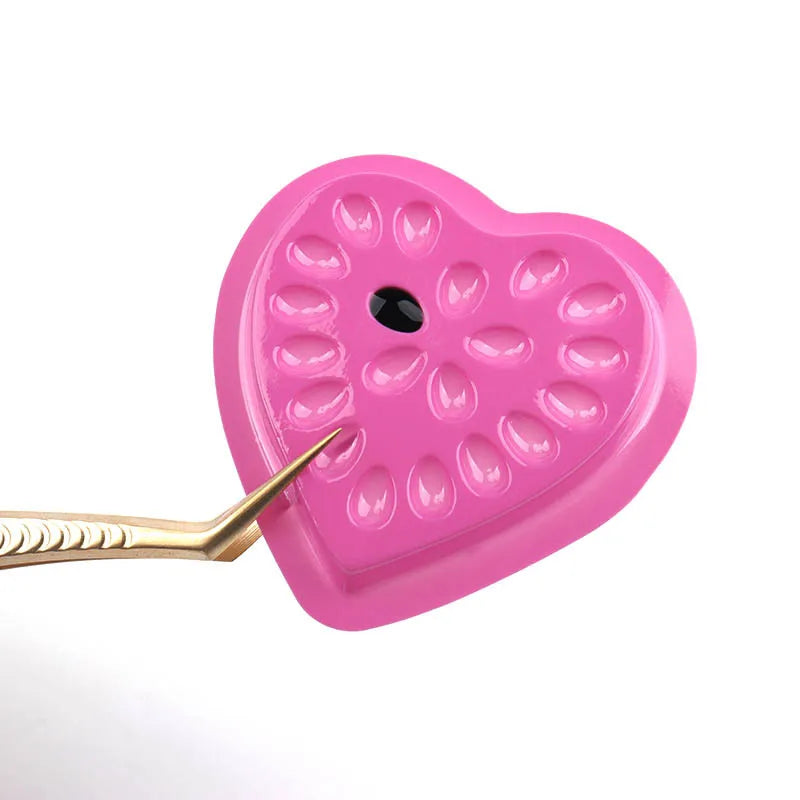 100 pcs Disposable Pvc Heart Shape Flower Holder Sticker Lash Glue Adhesive Pallet For Women Eyelash Extension Makeup Tools