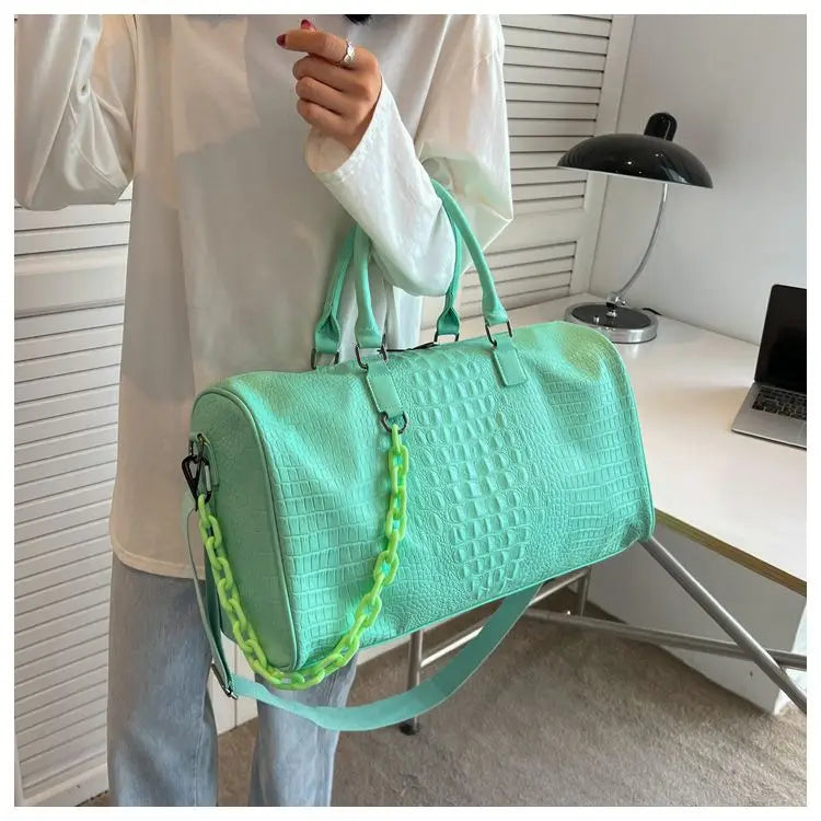 European / American Fashion Crocodile Pattern Embossed Large Capacity Portable Sports Travel Single Shoulder Crossbody Bag Trend