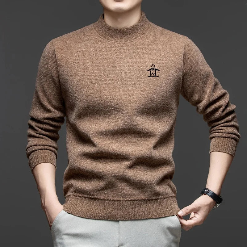 High Quality Hot Selling Autumn Winter Comfortable New Knitted Sweater Men's Personalized Brand Penguin Embroidery Warm Pullover