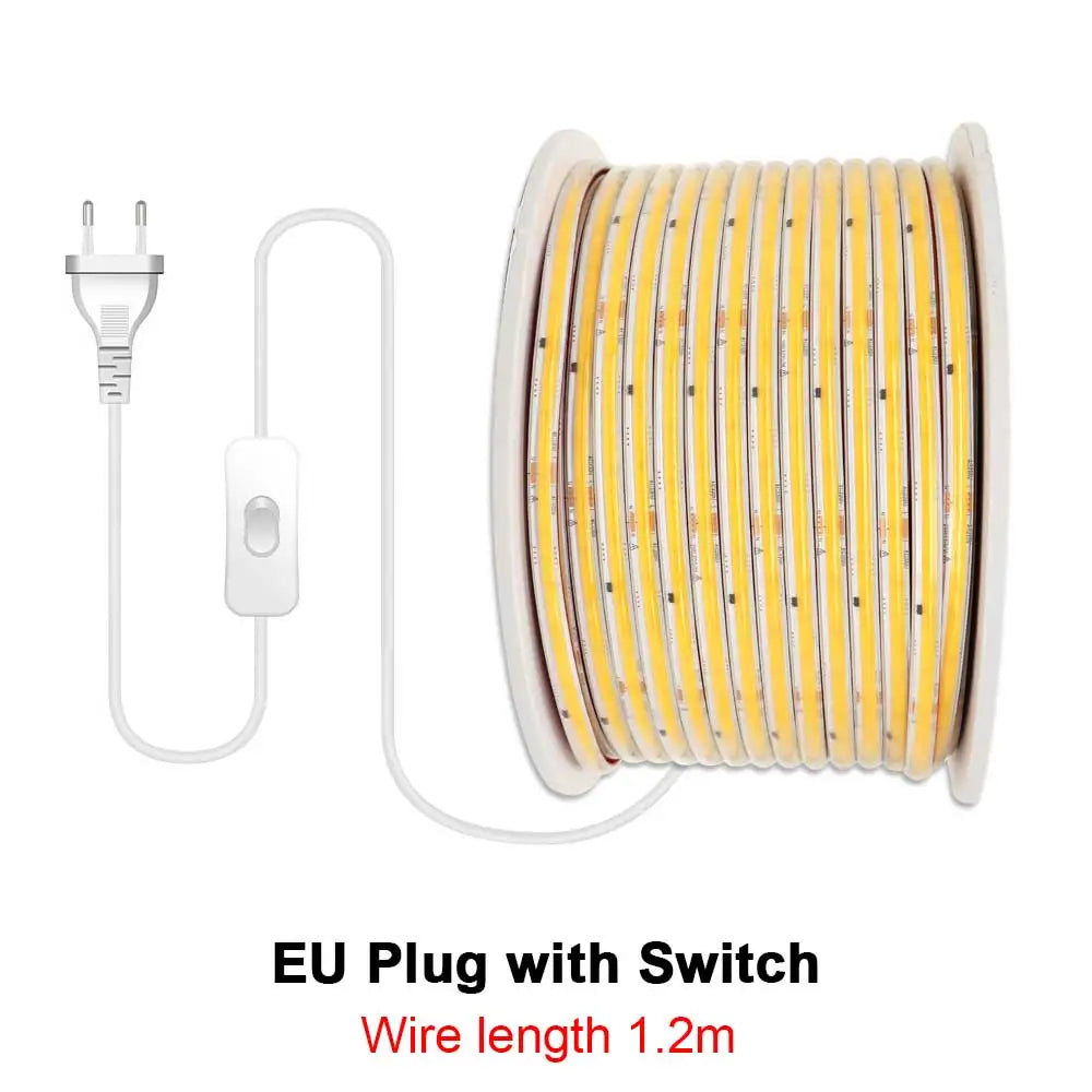 1-50M 220V COB LED Strip Light High Bright Flexible Ribbon Light Tape IP68 Waterproof Outdoor Garden LED Strip 3000K 4000K 6000K