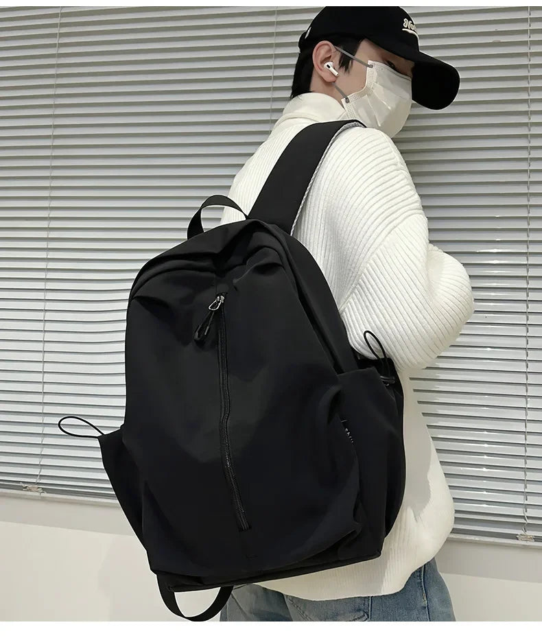 15.6 Inch Nylon Waterproof College Backpack Large Capacity Travel Unisex Laptop Backpacks Simple Design School Bag for Teenagers
