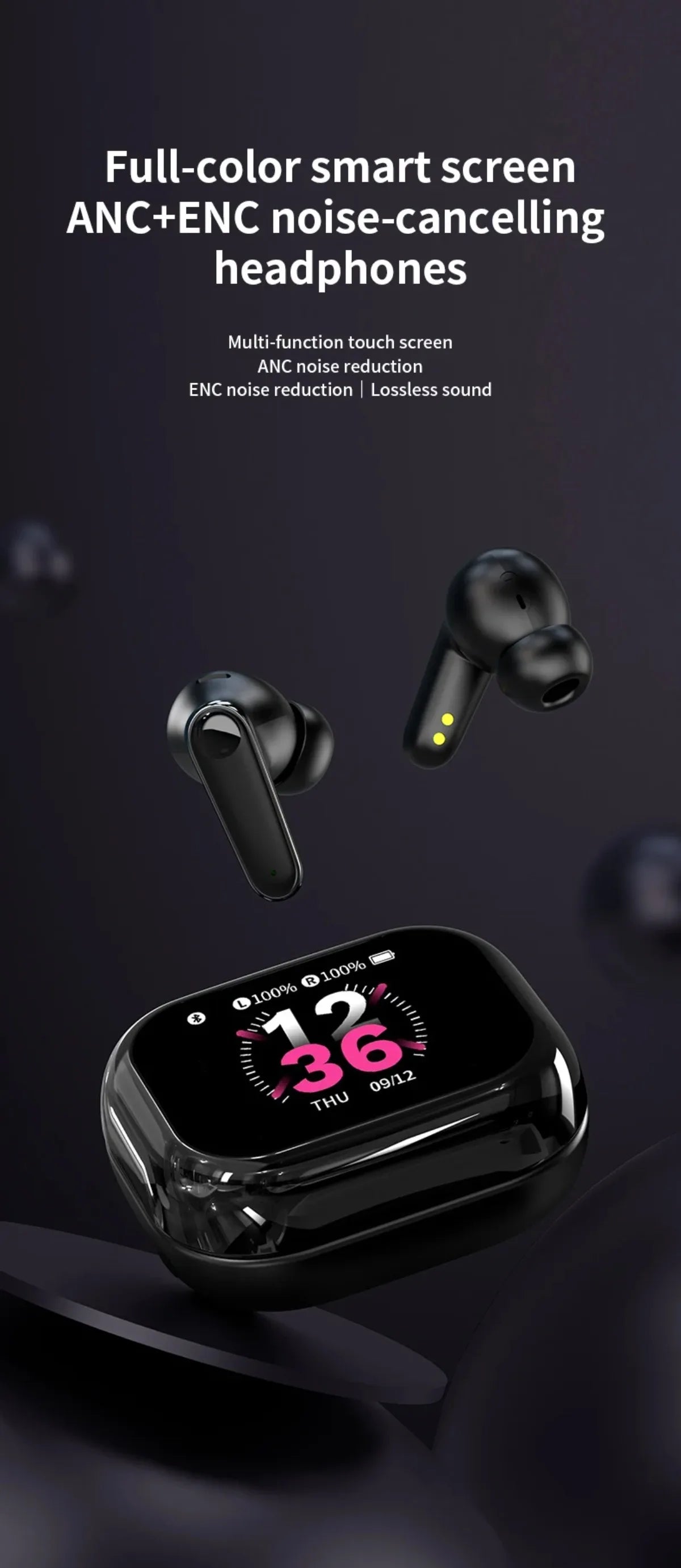 Smart Touch Control Translation Headphones Language Translator Bluetooth Wireless Earphone Noise Cancelling Music Sports Earbuds