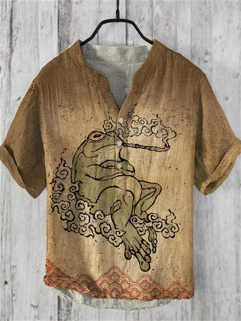 Men's Casual Fashion Hawaiian Retro Short Sleeved Shirt 2025 New Fashion Trend