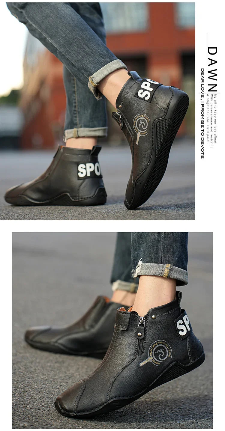 Autumn and Winter New Men's Short Boots British Classic Retro Flat Bottom Cotton Shoes Outdoor Business Sports Casual Shoes