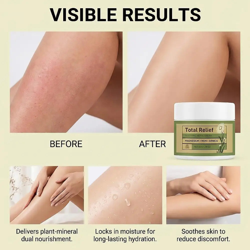 Natural Nerve Relief Cream With Magnesium Arnica Gentle Plant-Based Body Butter For Soothing Skin Care