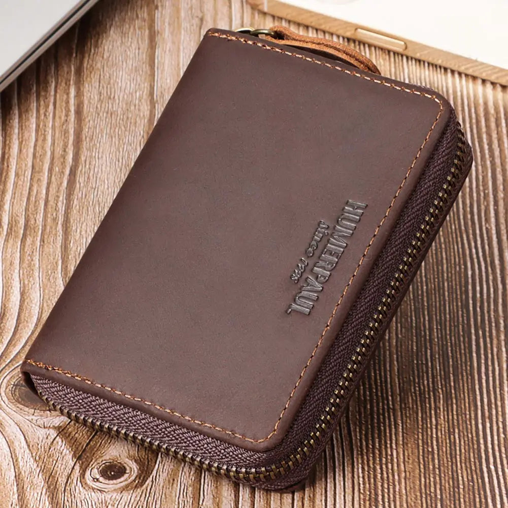 RFID Blocking Bank/ID/Credit Card Holder Cowhide Business Multi Card Slot Wallet for Men Small Male Storage Money Purse