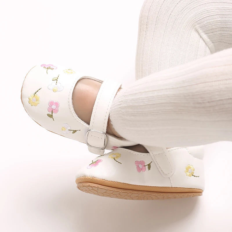 0-1Year Baby Shoes Infant Pre-Walker Shoes Girls Princess Bow Shoes Cute Breathable Flower Soft Sole Casual Sports Footwear