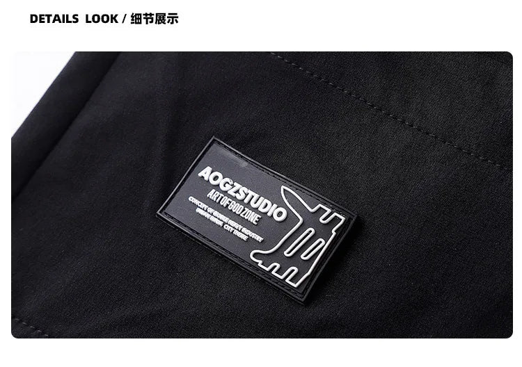 2023 Ribbon Hip Hop Punk Techwear Kimono Oversized Shirts Mens Japan Style Harajuku Casual Cargo Shirt Cloak
