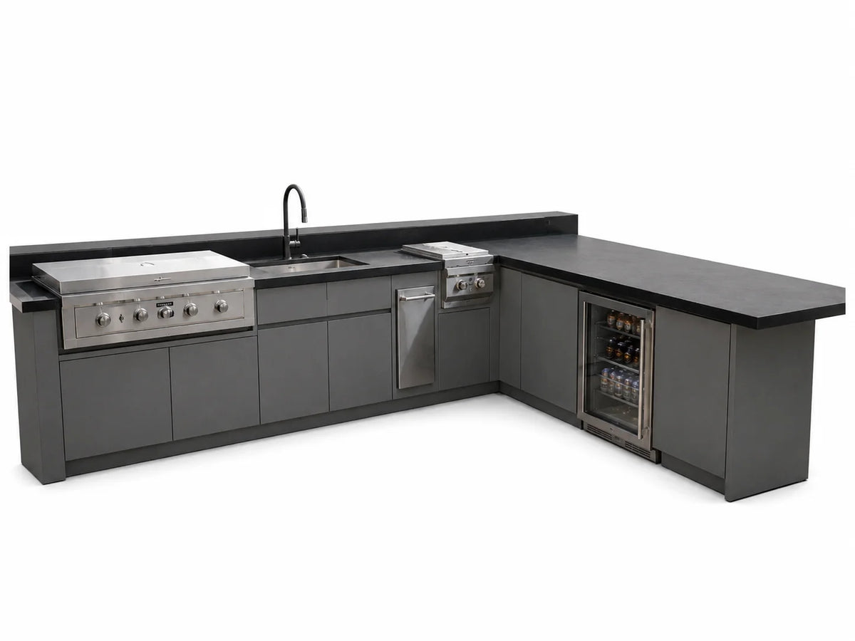 Custom 304 Stainless Steel Outdoor Kitchen Island Modular Patio Outdoor Cooking Grill Cabinet with Sink for Courtyard & Terrace