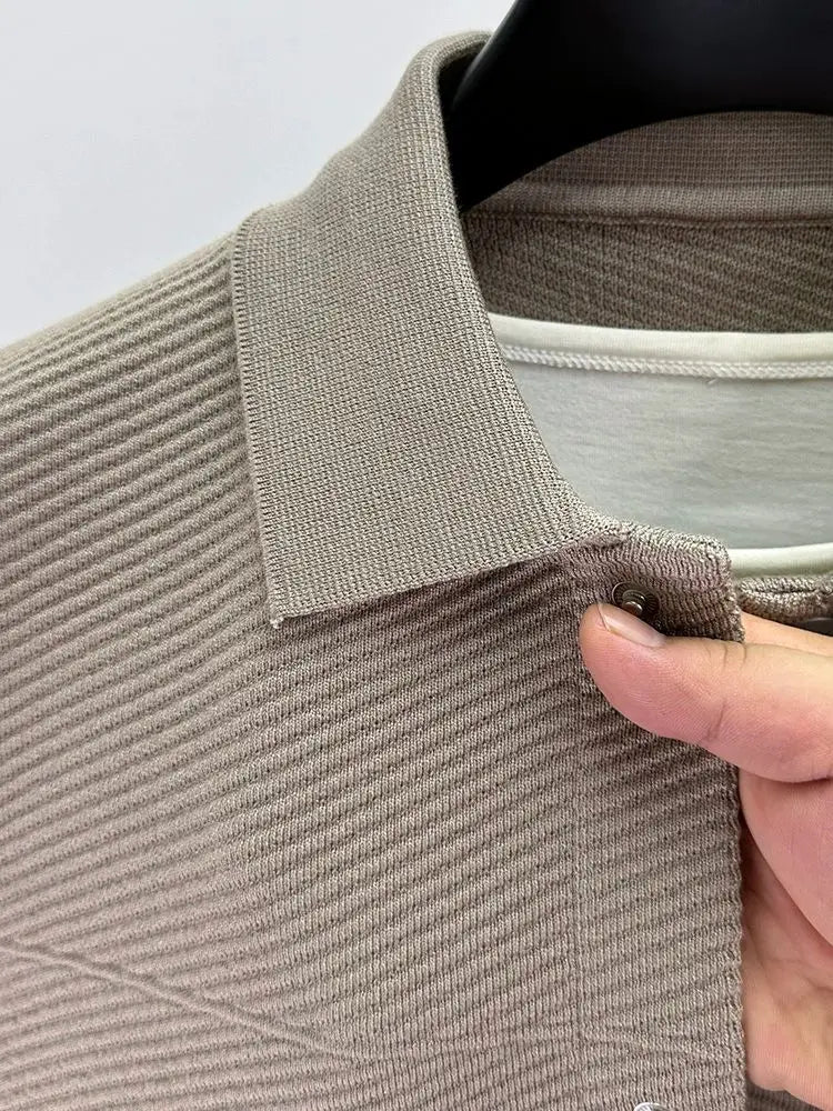 High quality luxury lapel cardigan jacket men autumn new trend Korean casual solid color single breasted knitted sweater coat