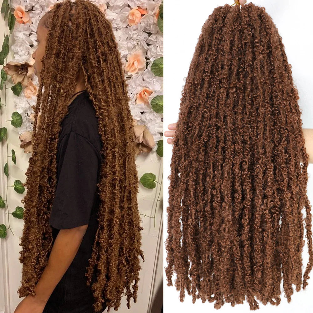 1- 6Packs Butterfly Locs Crochet Hair 36 24 18 14 12inch Pre Twisted Natural Black Distressed Faux Locs Crochet Braids for Women
