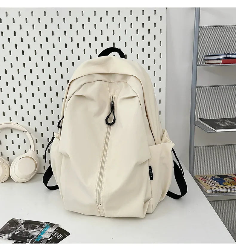 15.6 Inch Nylon Waterproof College Backpack Large Capacity Travel Unisex Laptop Backpacks Simple Design School Bag for Teenagers