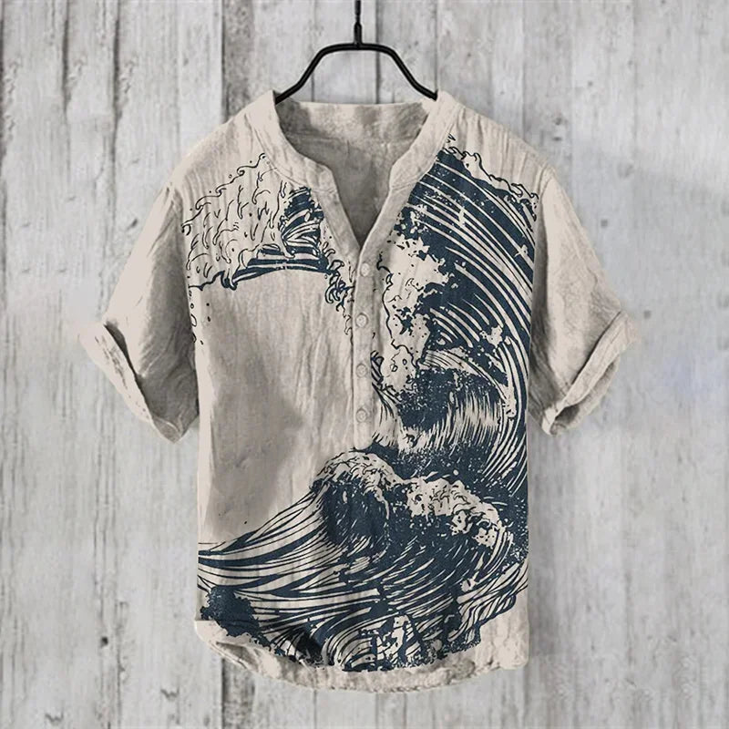 Men's Casual Fashion Hawaiian Retro Short Sleeved Shirt 2025 New Fashion Trend