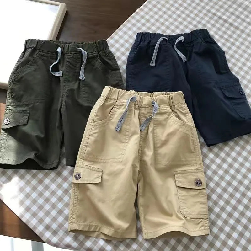 2026 New Summer Teenage Short Boys Pants 3-14 Years Old Big Pocket Trousers For Kids Children Birthday Present