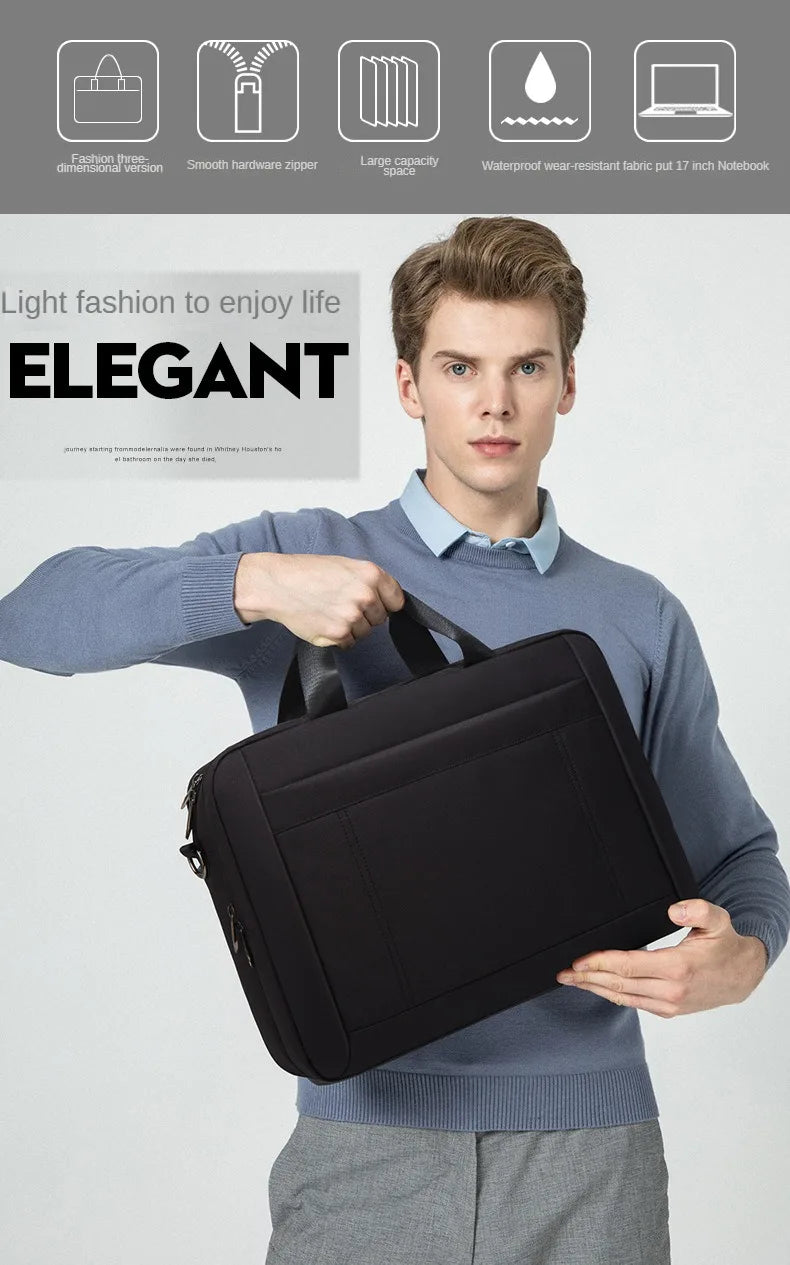 Men's Handbag Custom Image With Printed Logo Name Business Briefcase15.6-17.3inch Nylon Waterproof Laptop Bag
