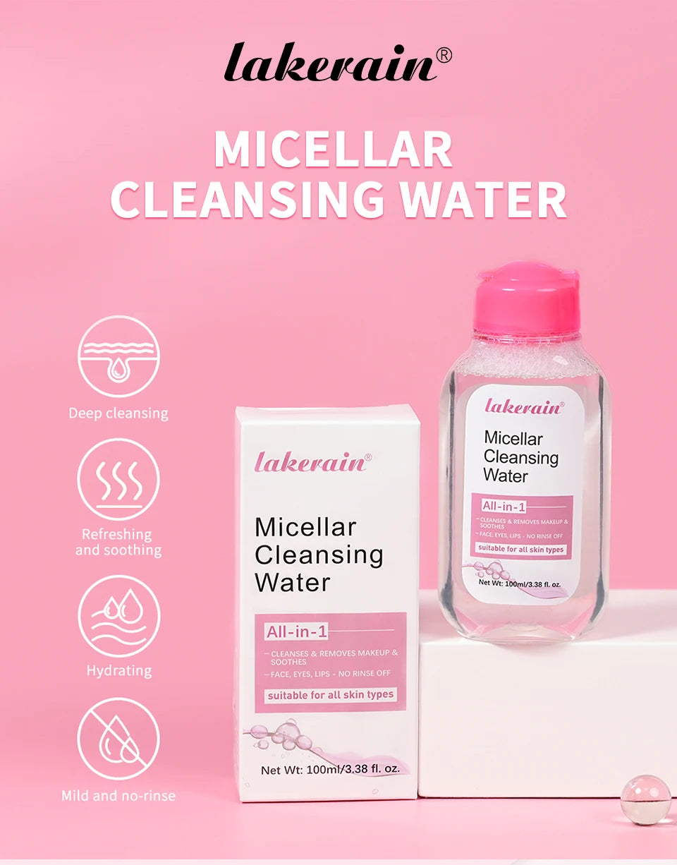 Gentle Micellar Cleansing Water All Skin Types No-Rinse Face Eye Lip Makeup Remover Moisturizing Soothing Skin Tonic