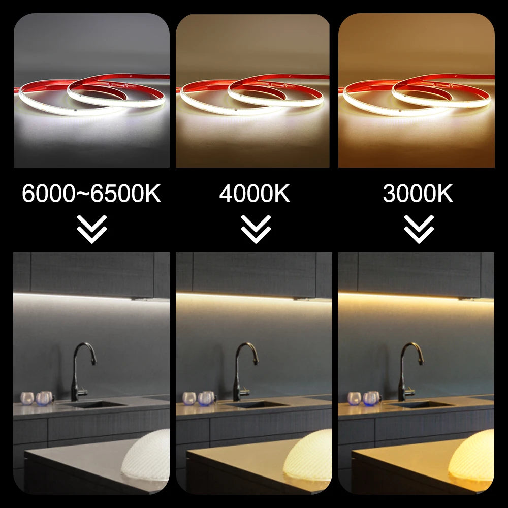 1-50M 220V COB LED Strip Light High Bright Flexible Ribbon Light Tape IP68 Waterproof Outdoor Garden LED Strip 3000K 4000K 6000K
