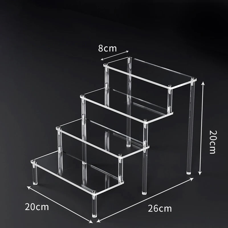 1-5 Tier Acrylic Display Risers Clear Shelf Doll Clay Figurine Display Stand for Desserts Perfume Organizer Showcase W-10