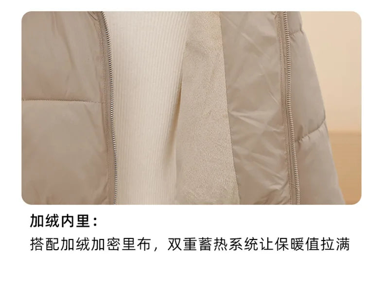 American Waistedn Big Fur Collar Hooded Short Cotton Coat for Women Winter New Fashionable Hat Detachable Casual Slimming Jacket