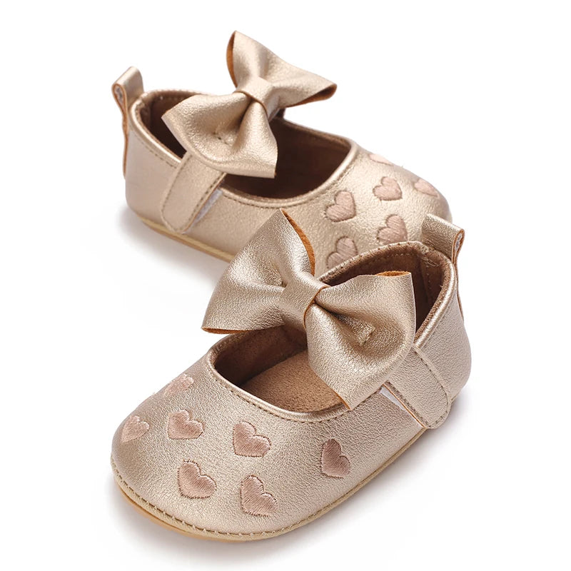 0-1Year Baby Shoes Infant Pre-Walker Shoes Girls Princess Bow Shoes Cute Breathable Flower Soft Sole Casual Sports Footwear