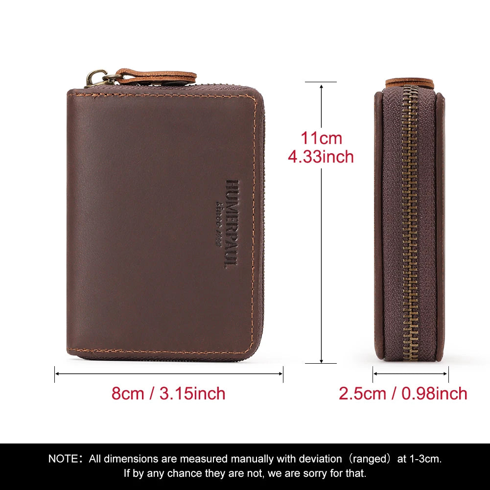 RFID Blocking Bank/ID/Credit Card Holder Cowhide Business Multi Card Slot Wallet for Men Small Male Storage Money Purse