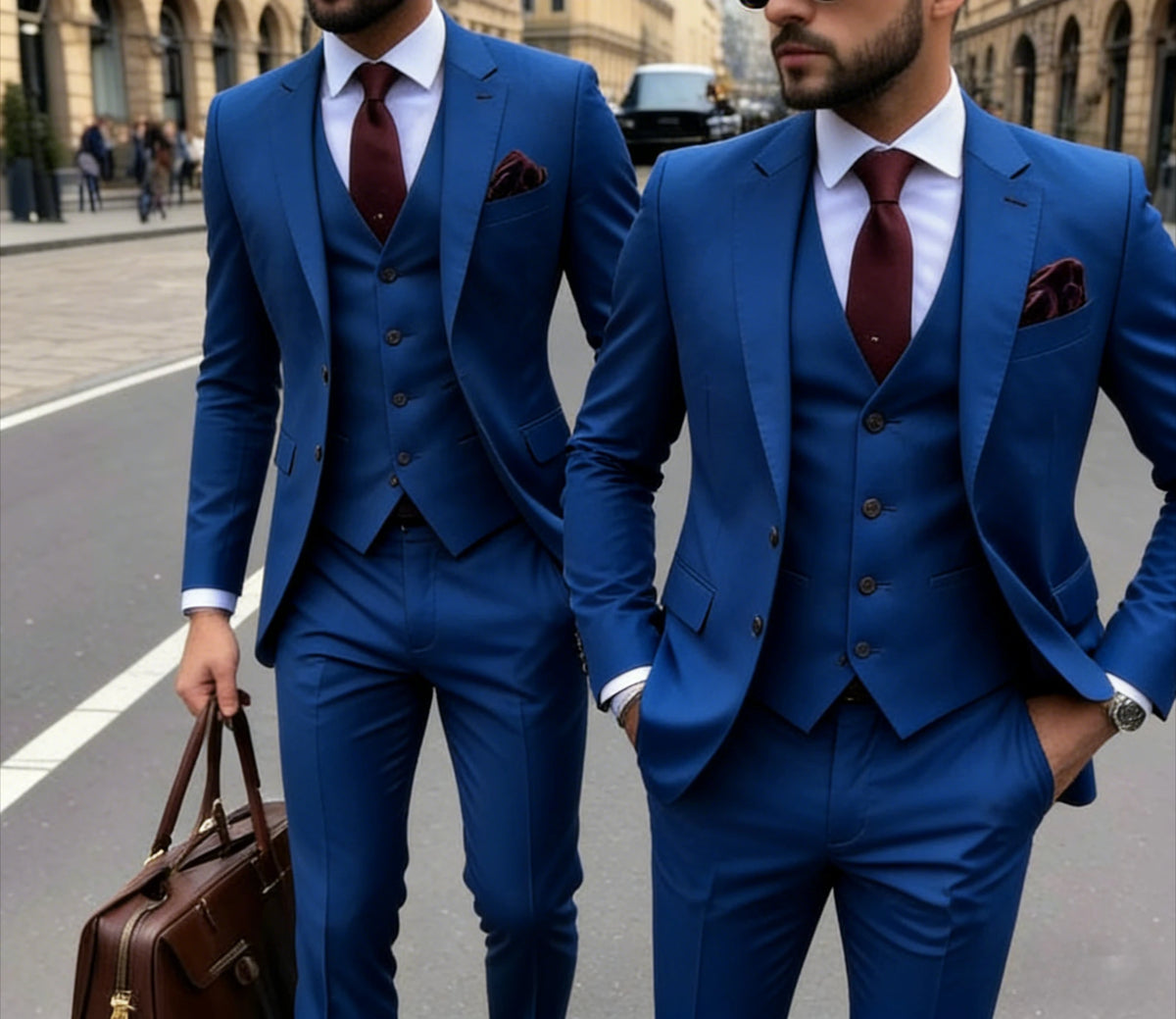 Men's 3 Piece Suit Yellow Slim Fit Elegant Casual Business Office 3pcs