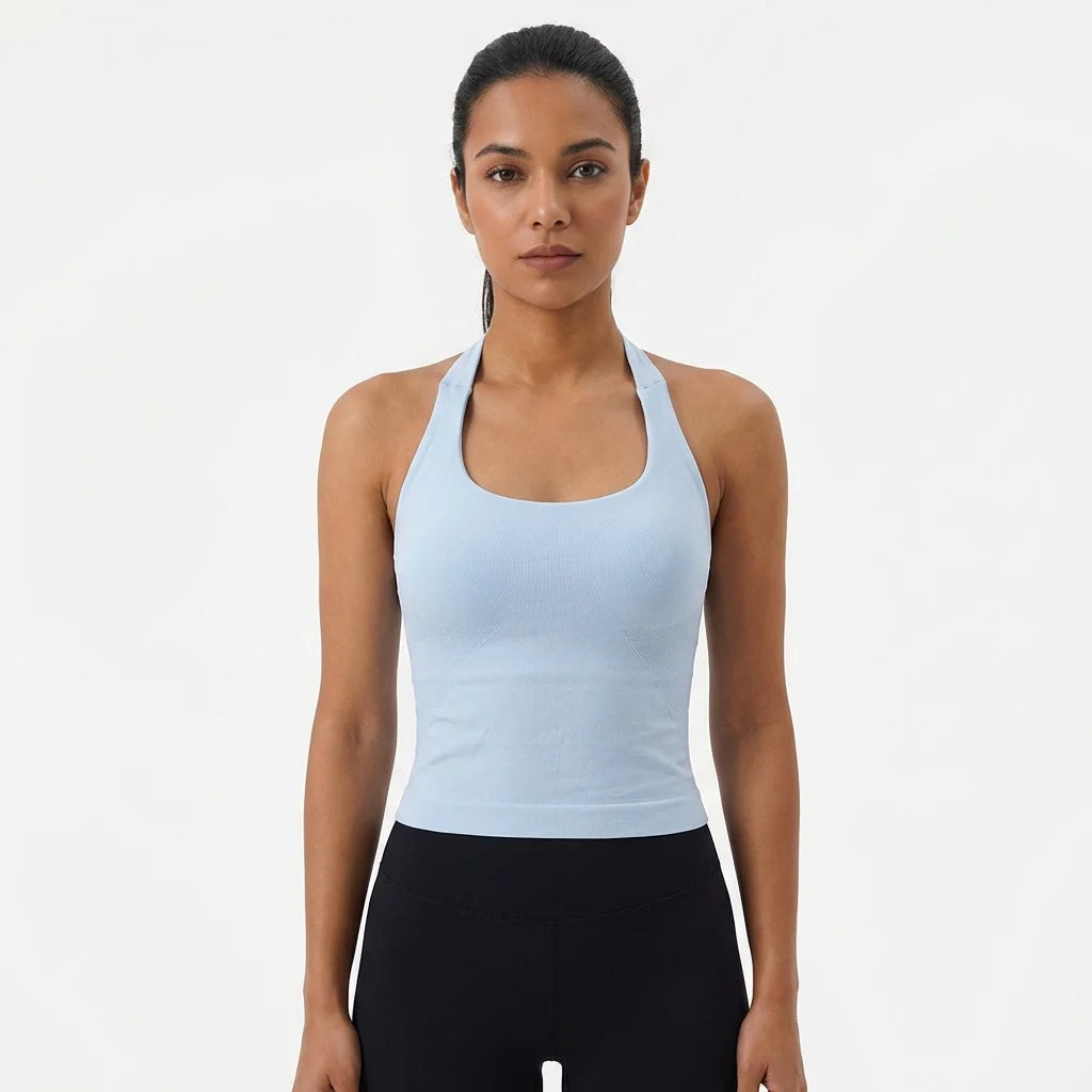 Women's Sexy Seamless Yoga Vest Fitness Bra Sports Bra Hanging Neck Yoga Vest Breathable Pilates Top Gym Top for Active Wear