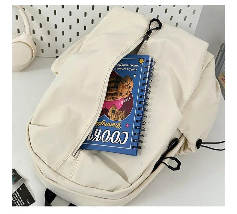 15.6 Inch Nylon Waterproof College Backpack Large Capacity Travel Unisex Laptop Backpacks Simple Design School Bag for Teenagers