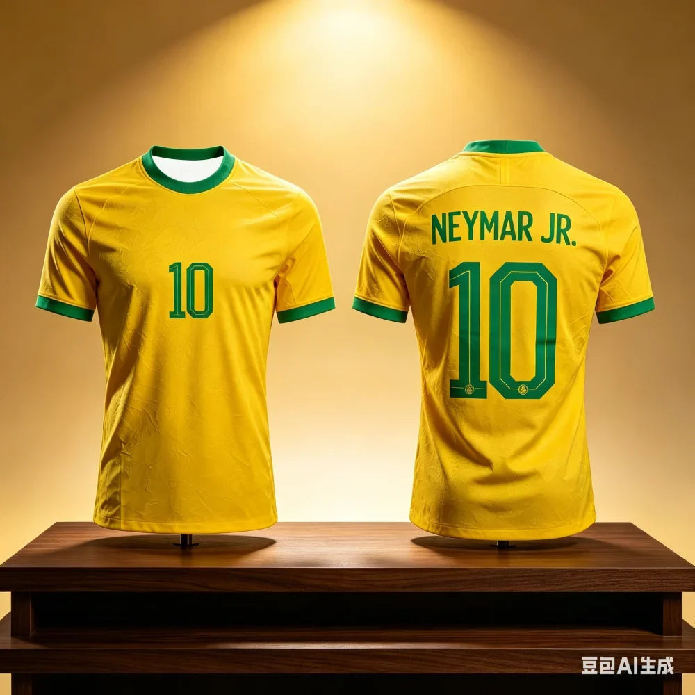 Neymar 10# Brazil National Team Soccer Jersey, Breathable Athletic T-Shirt For Football Matches Training And Fan Casual Outfits