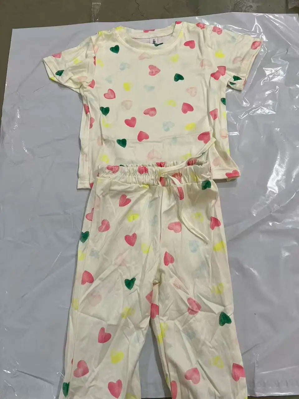 Girls' Short-Sleeved T-Shirt 2025 New Summer Clothing for Small and Medium-Sized Children, Baby Children's Clothing Tops, Striped Suit, Casual Two-Piece Set