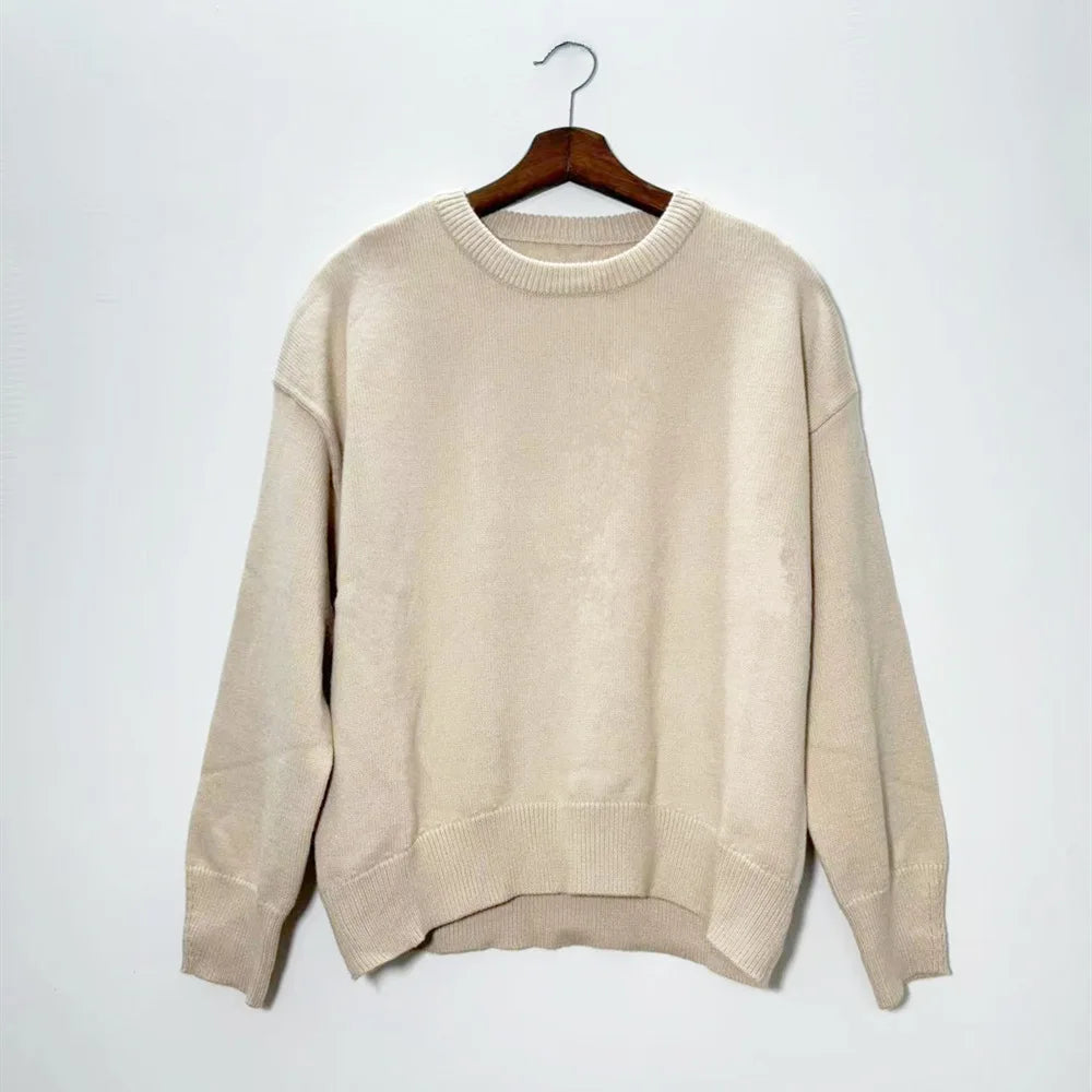 Women's Pink Knitted Sweater Cozy Long Sleeve Large Size Pull Knitwears Pullovers Cute Core Top White Fall 2025 New Streetwear