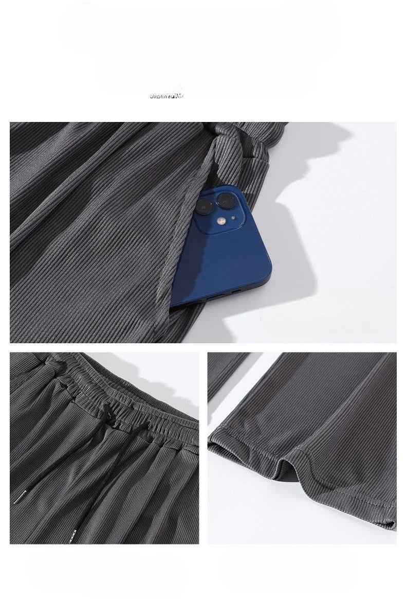Summer White Casual Pants Men's Ice Silk Pants Men's Drape Floor Mop Pants Korean Straight Loose Wide Leg Long Pants