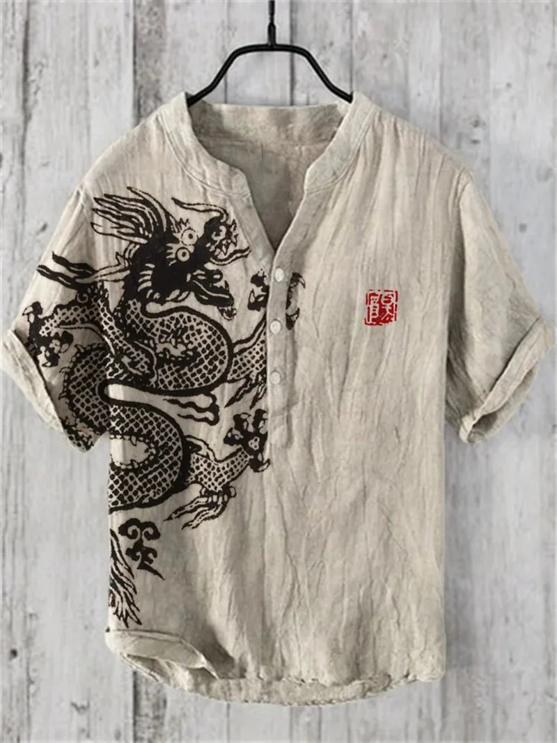 Men's Casual Fashion Hawaiian Retro Short Sleeved Shirt 2025 New Fashion Trend