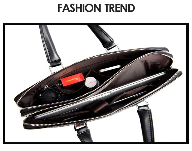 PU Leather Briefcase Bag Man Crocodile Alligator Tote Handbag Laptop 14 Computer Male Shoulder Business Messenger Portable Bag