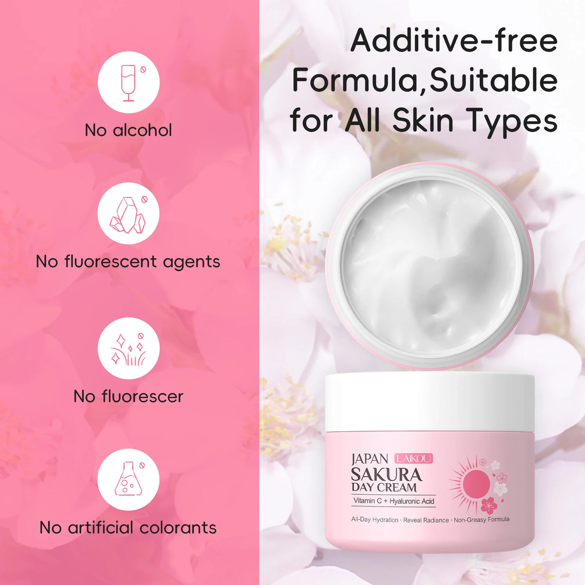 LAIKOU Japan Sakura Day & Night Cream Set 30g*2 Day Hydrating Night Repair Radiant Skin Care Kit