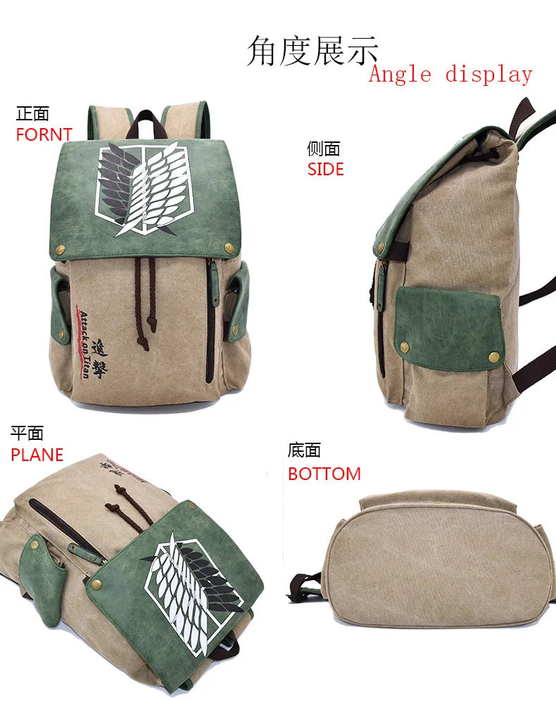 Anime Attack on Titan Boy's Backpack gifts Cartoon Canvas School Bag Female Male Bagpack Plecak Laptop Travel Outdoor Mochilas