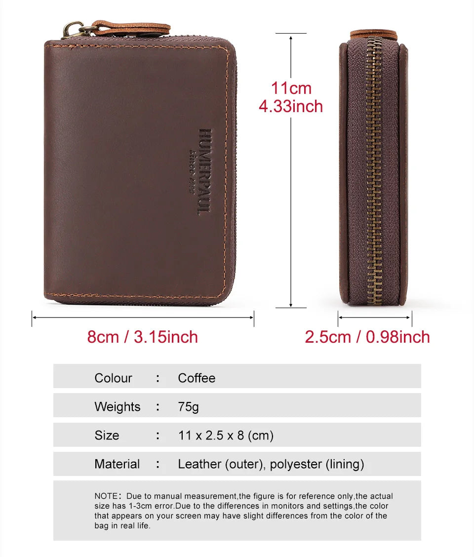 RFID Blocking Bank/ID/Credit Card Holder Cowhide Business Multi Card Slot Wallet for Men Small Male Storage Money Purse