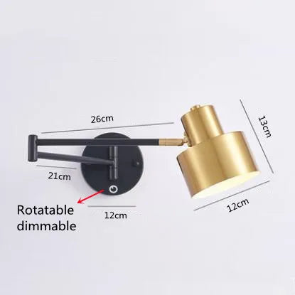 Led Dimmable Wall Lamp Bedroom Bedside Reading Light Folding Telescopic Switch Modern Creative Study Rocker Wall Light Fixture