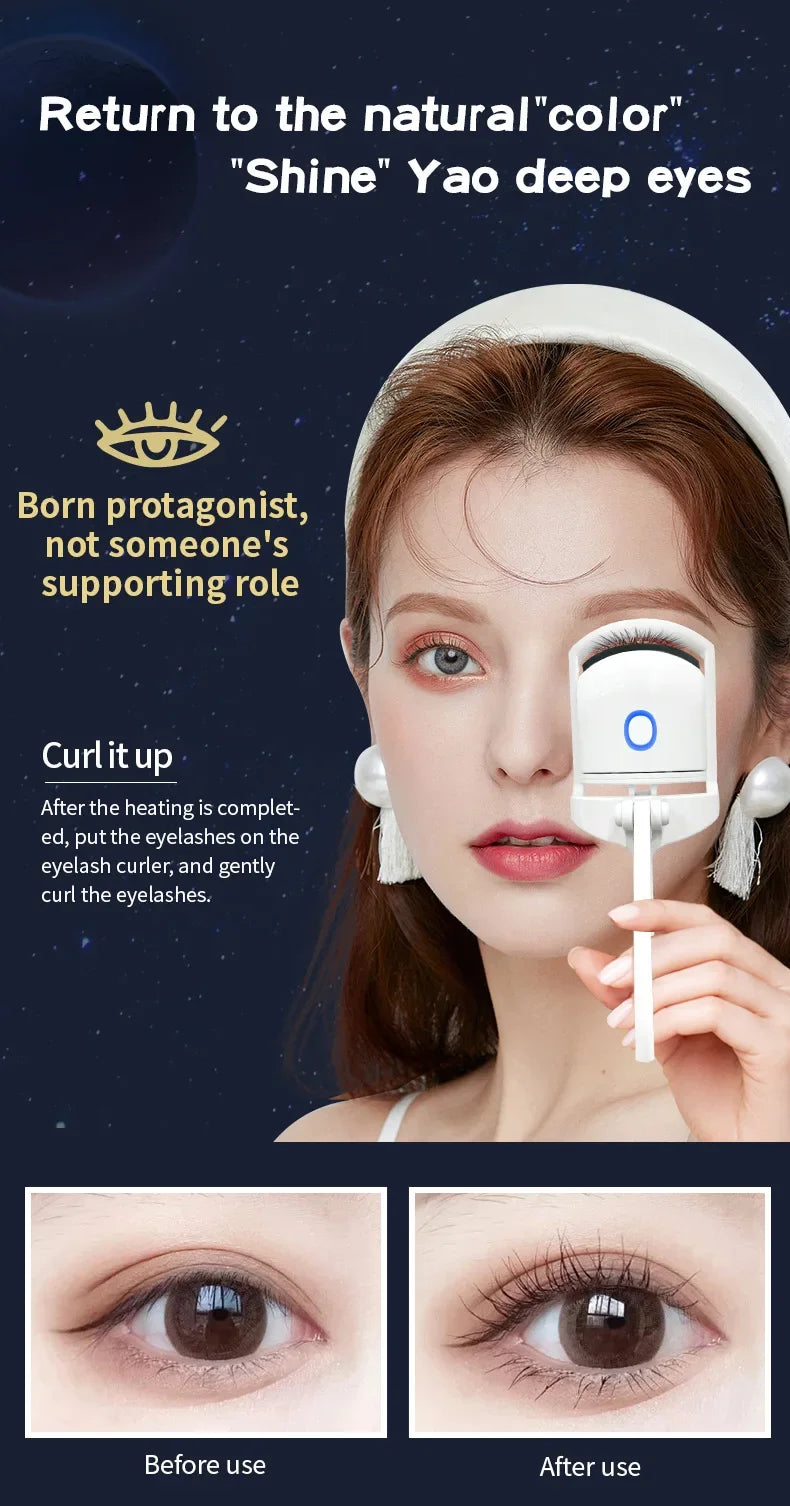 Electric Heated Eyelash Curler USB Rechargeable, Long-Lasting Curl for Natural-Looking Lashes, for Daily Makeup Professional Use