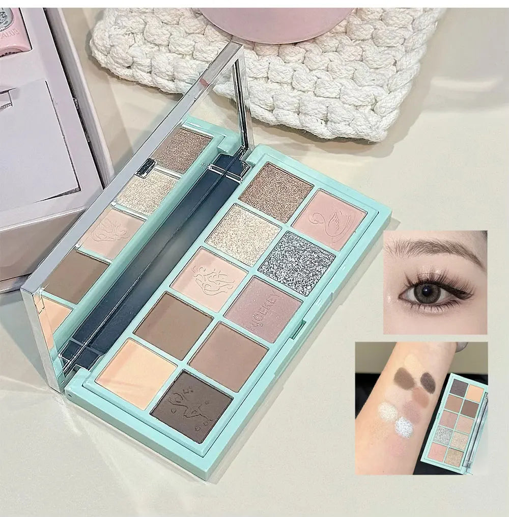 NICEKEY Face Makeup Sets Include 4 Lipgloss,1 Blush,1 Pressed Powder,1 Eyesshadow Palette,1 Contour Palette With Necklace Gift