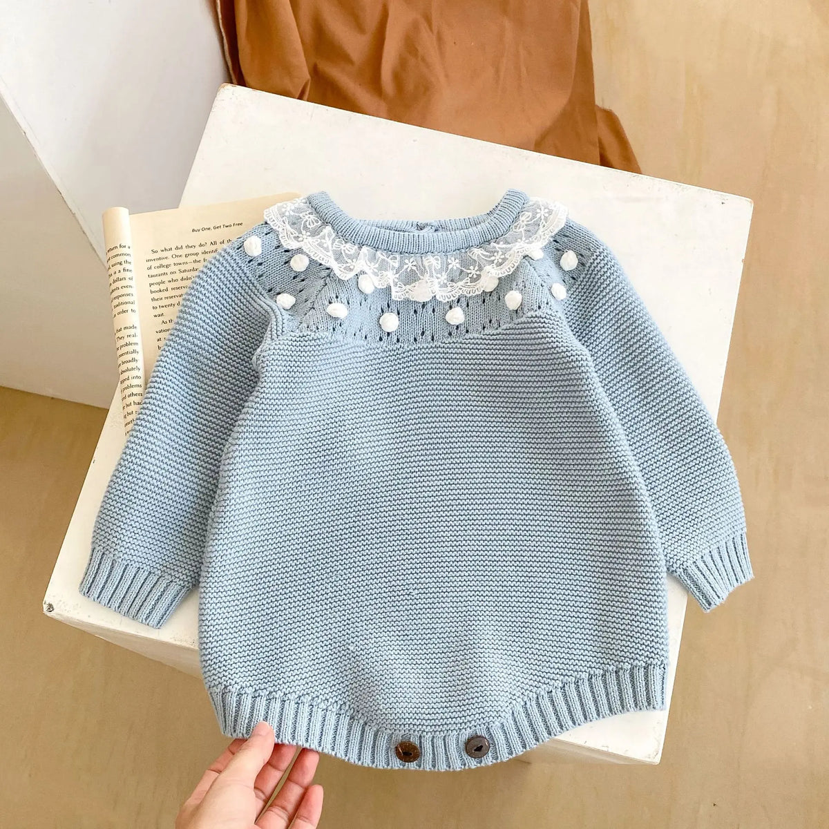 0-24M Baby Girl Romper Knit New Newborn Lace Warm Long Sleeve Jumpsuit Infant Princess Party Romper Toddler Fall Spring Clothing