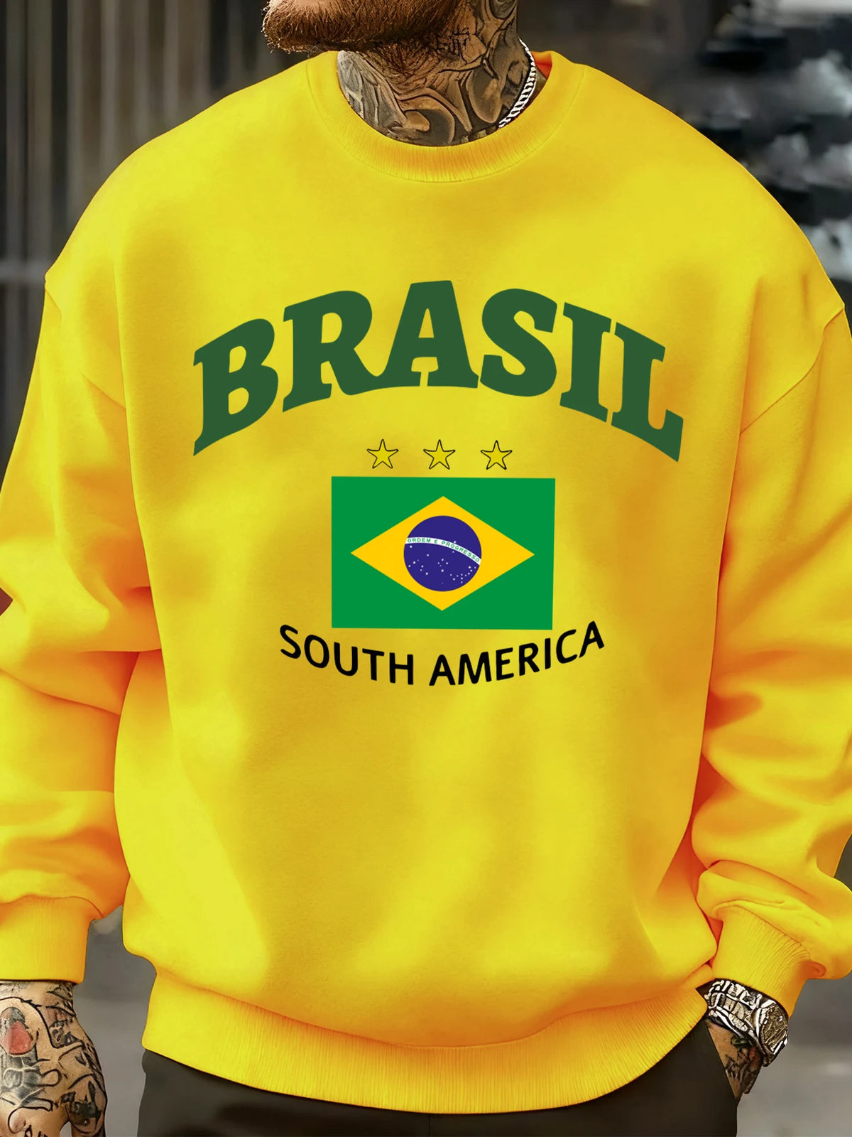 Brasil South America Prints Man Pullover Trendy Fleece Sweatshirt Autumn O-Neck Clothes Warm Milticolor Top Fashion Streetwear