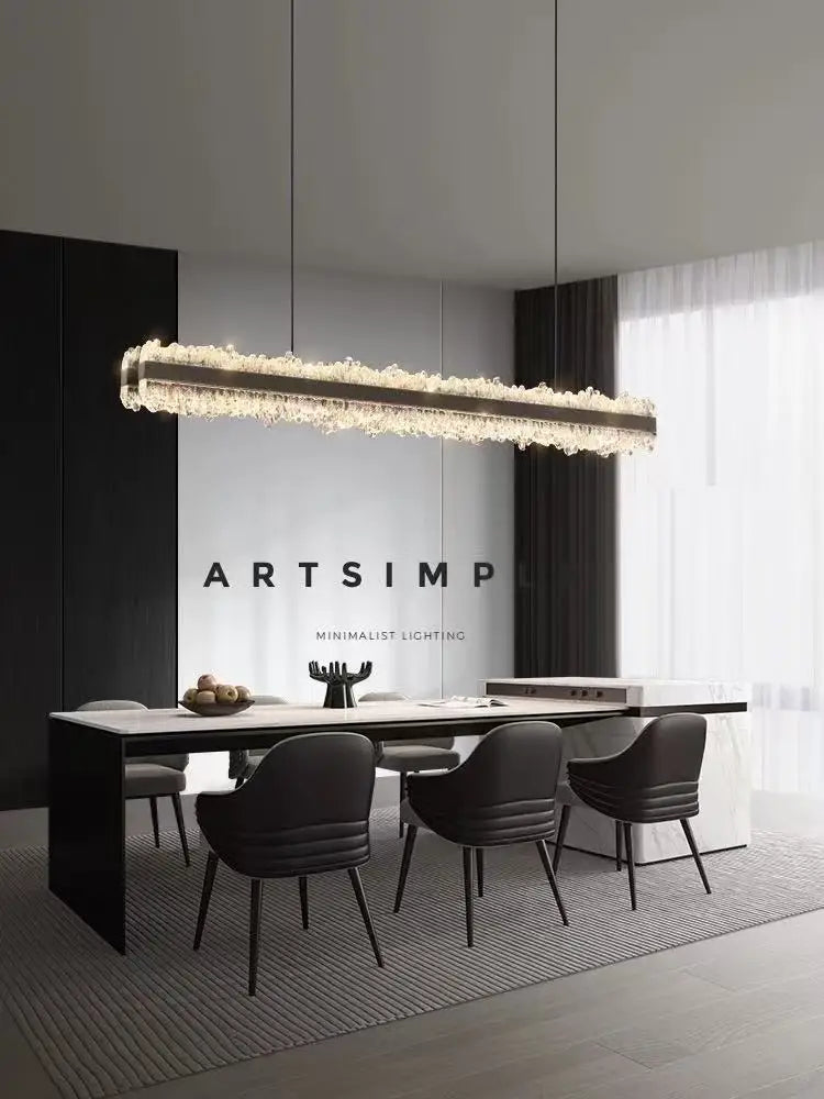 Restaurant LED Chandeliers Italian Light Luxury High-End Dining Room Main Lamp Designer Style One-Line Strip Dining Table Light